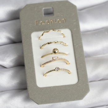 Pirinç Gold Renk 5li Yüzük Seti