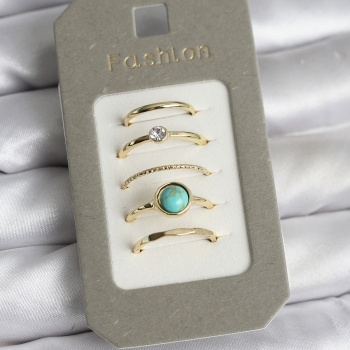 Pirinç Gold Renk 5li Yüzük Seti