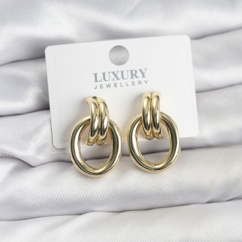 Gold Renk Pirinç Vintage Kadın Küpe