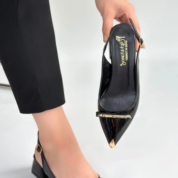 Ricy Siyah Rugan Topuklu Ayakkabı