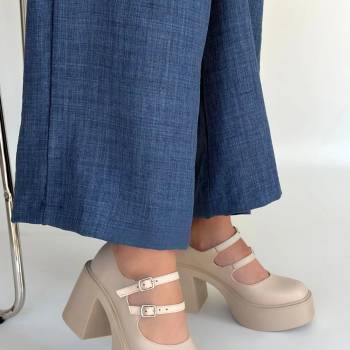 Jarlo Bej Cilt Dolgu Topuk Ayakkabı