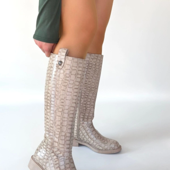 Metta Bej Cilt Desenli Çizme