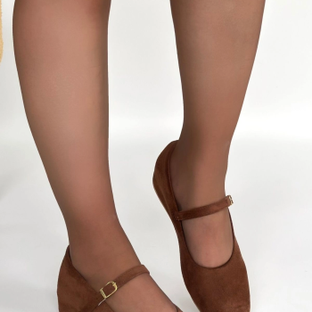 Lossa Taba Süet Kemerli Babet Ayakkabı