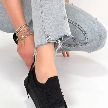 Renji Siyah Triko Bağcıklı Spor Ayakkabı