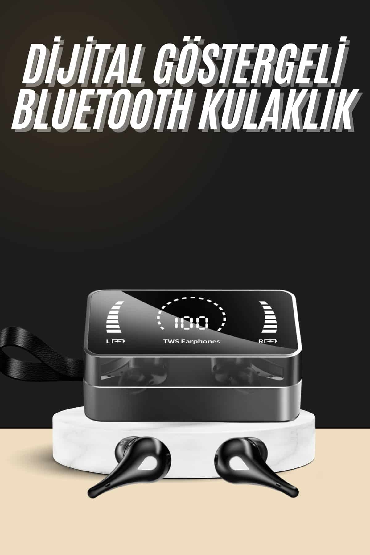 Wireless Powerbank 10000 Mah LED Ekranlı Dahili Kablolu...