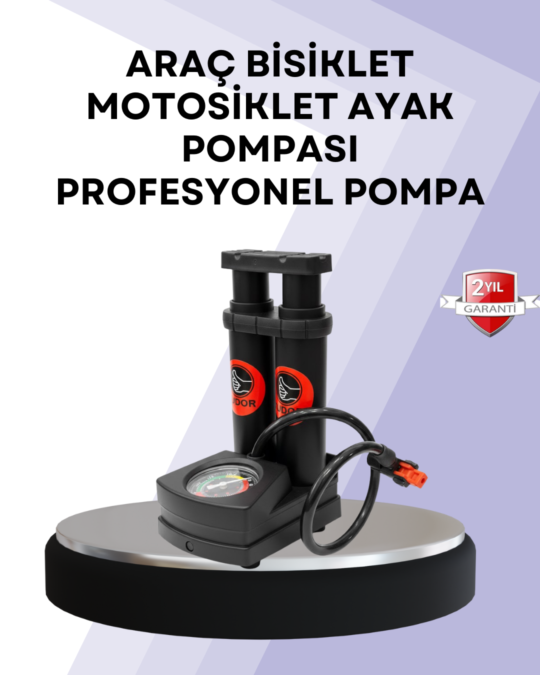 Basınç Saatli Ayak Pompası Bisiklet ve Araç Uyumlu