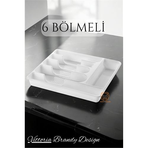 HSNET Çekmece İçi Kaşıklık Kepçelik 6 Gözlü BEYAZ