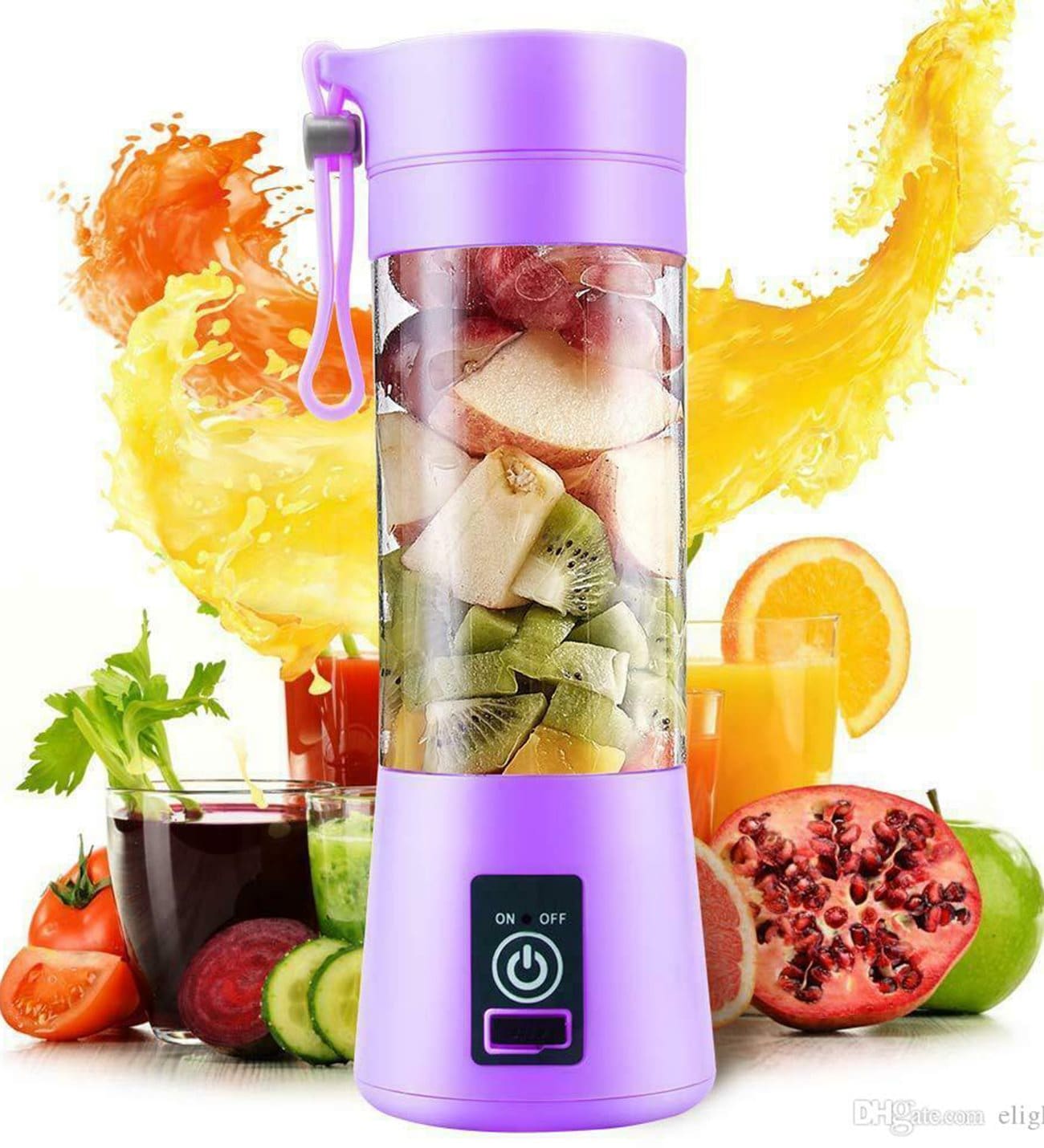 Şarjlı Portatif El Blenderi 380 Ml Usb Kablolu Mor (4767)