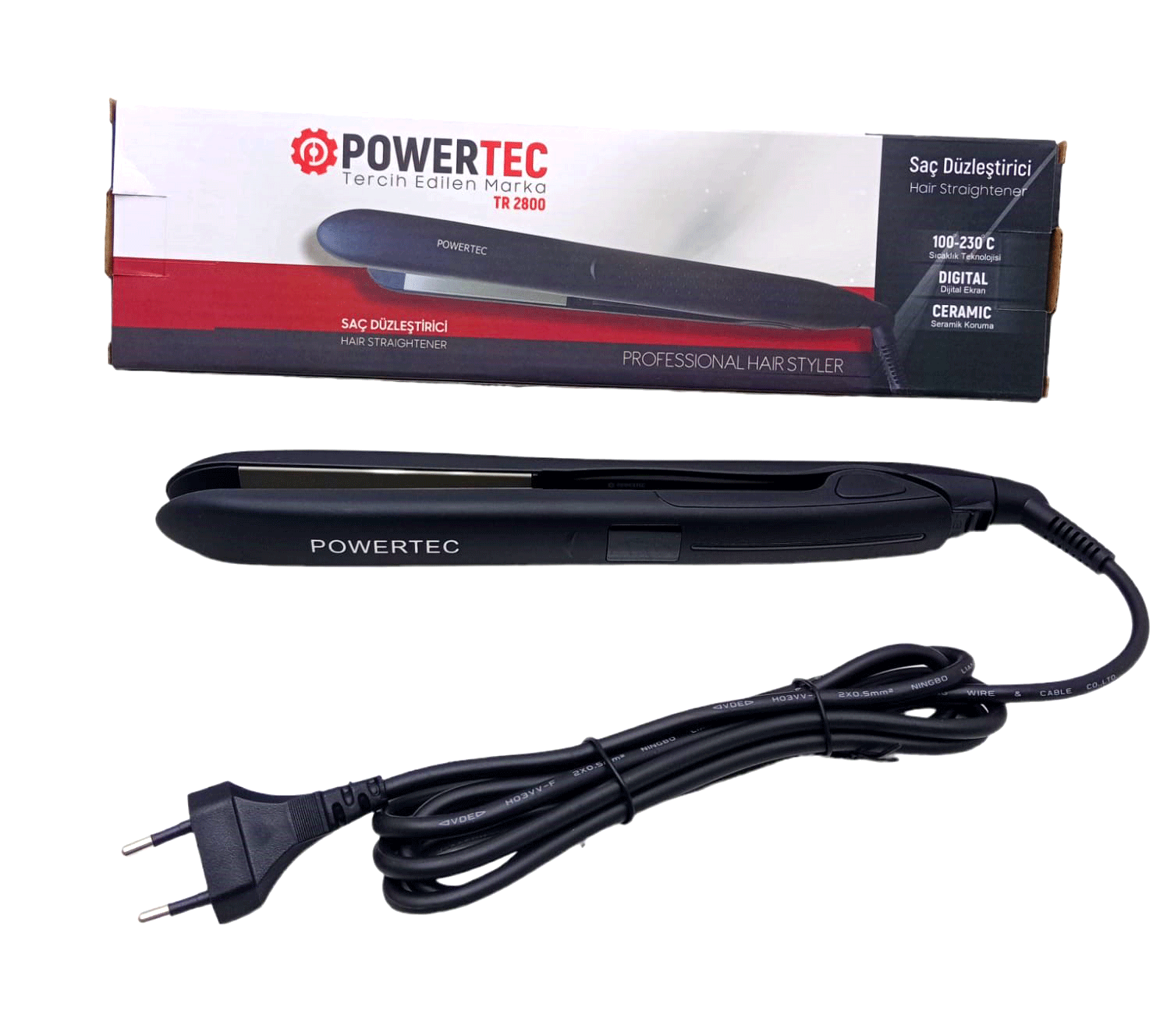 POWERTEC TR-2800 DİJİTAL SAÇ DÜZLEŞTİRİCİ SERAMİK 100°-230°C (4767)