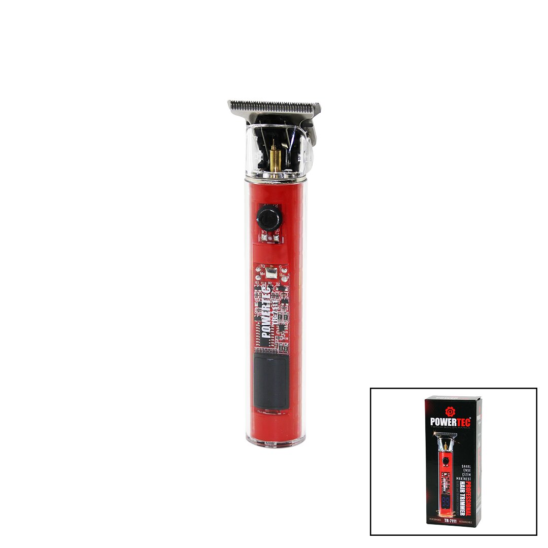 ŞEFFAF ANAKARTLI GÖVDE USB ŞARJ - GÖSTERGELİ SAKAL ENSE ÇİZİM - SAÇ TRAŞ MAKİNESİ TR-7111 (4767)