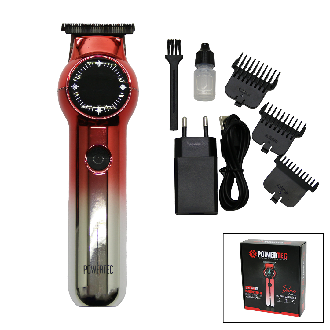 POWERTEC TR-958 DİJİTAL GÖSTERGE - TURBO SAÇ SAKAL ENSE ÇİZİM TRAŞ MAKİNESİ (4767)