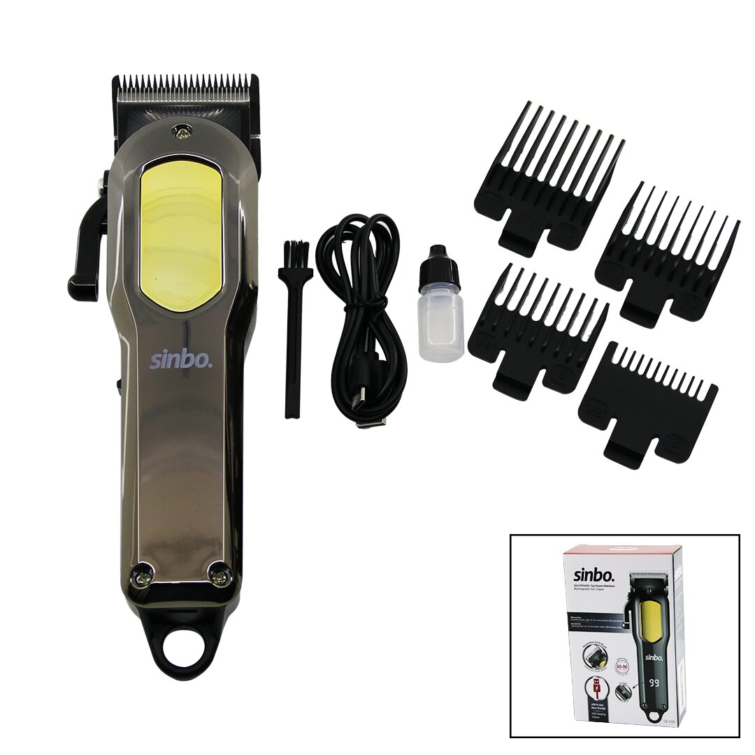 KESİM AYAR MANDALLI USB ŞARJLI - LCD GÖSTERGELİ SAÇ KESME TRAŞ MAKİNESİ GÖVDE KROM KAPLAMA SHC-4396 (4767)