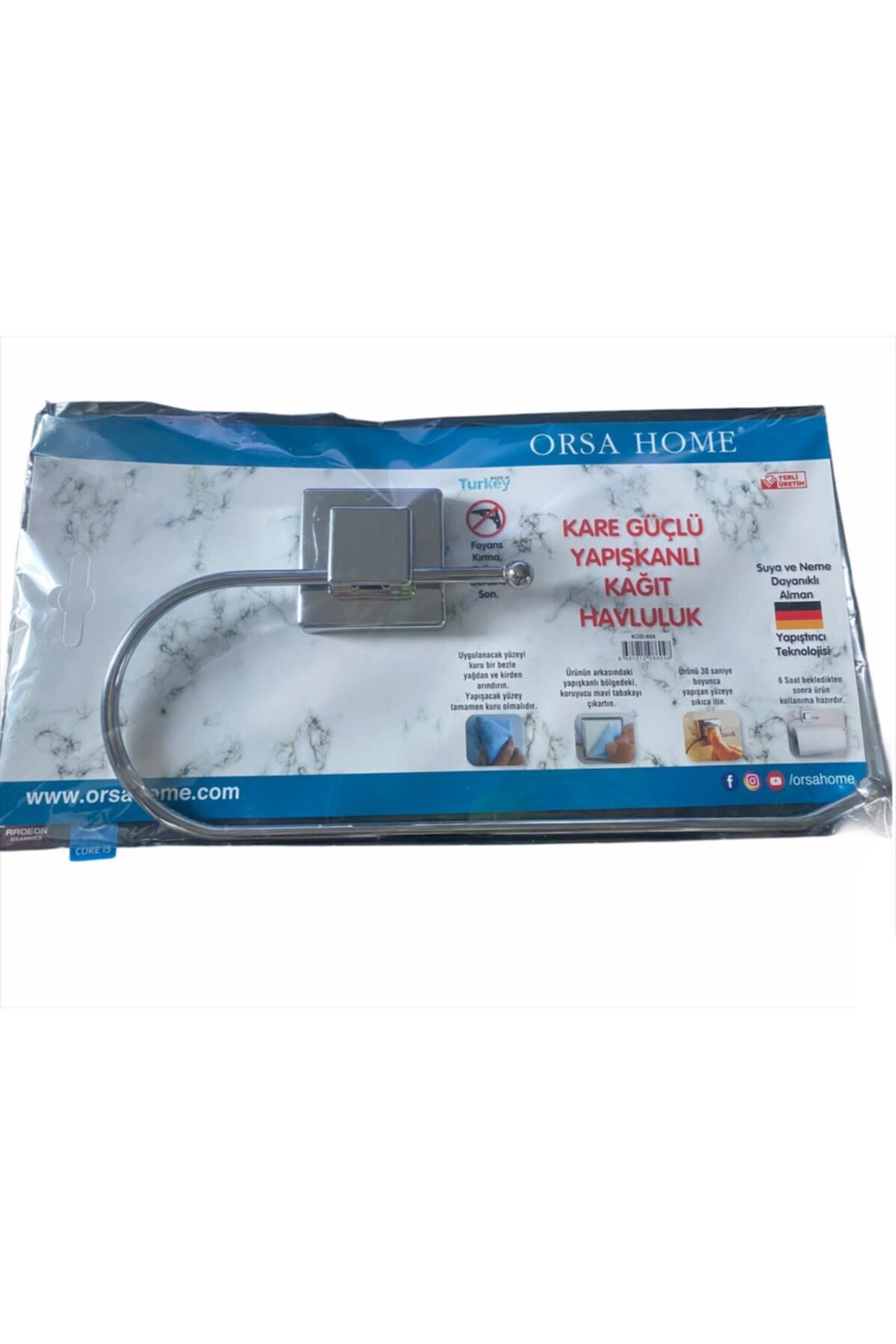 YAPIŞKANLI KARE ASKILIOVAL AÇIK - METAL KAĞIT HAVLULUK ASKI (4767)