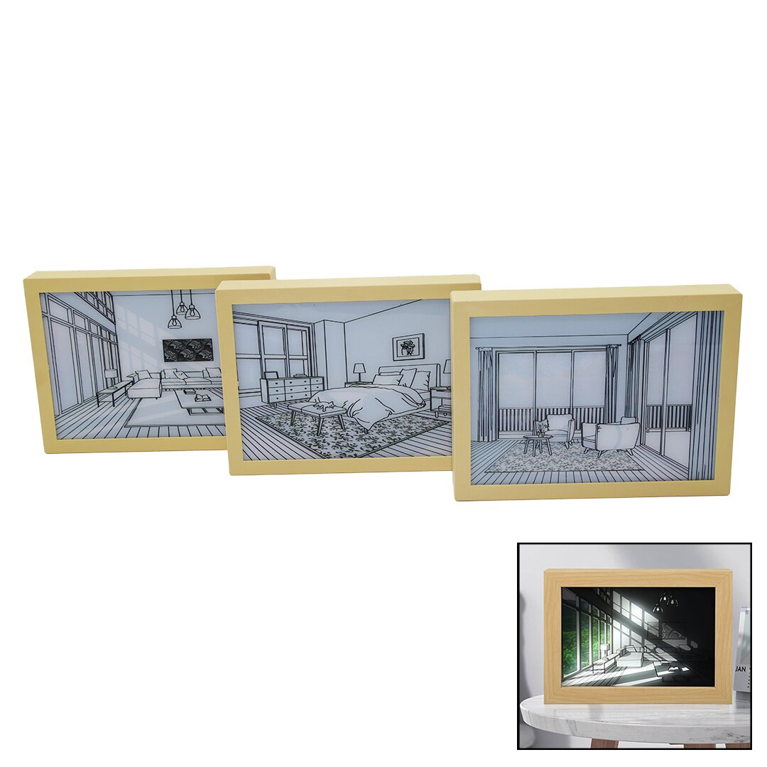 3 BOYUTLU - 15X20CM LED IŞIKLI MİNİ TABLO USB BAĞLANTILI - AYAR ANAHTARLI (4767)