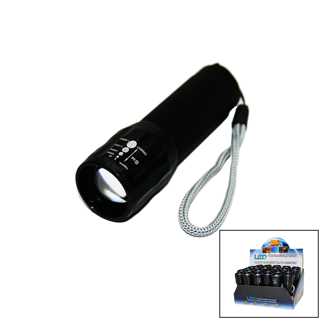 LED GOLD ORION HIGHLIGHTING ALUMİNUM FLASHLİGHT PİLLİ ZOOMLU EL FENERİ METAL KASA (4767)