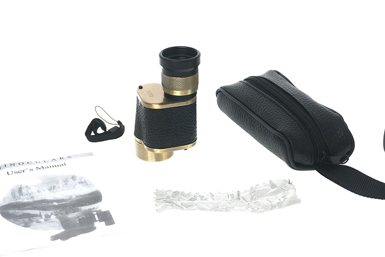 6x24  Baıgısh Askeri Tarzi Pirinç Ve Deri Kaplamalı Deri Çantalı Monocular Dürbün Sarı