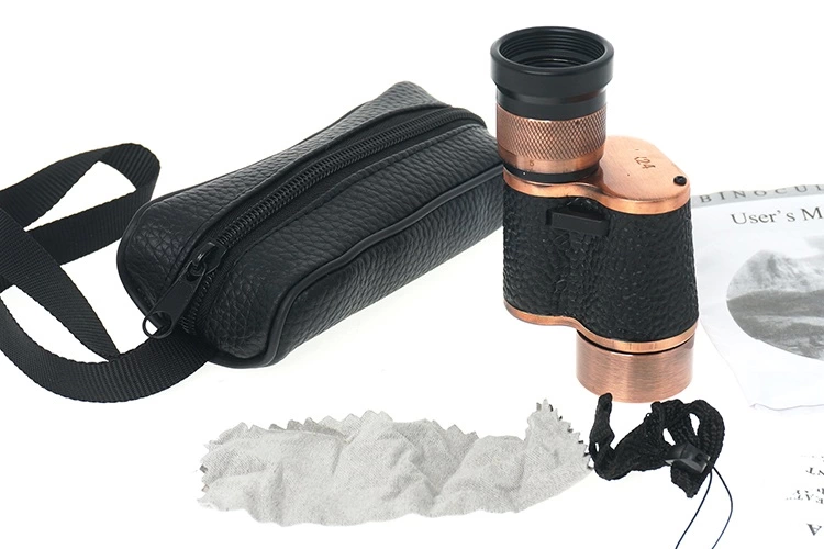 6x24  Baıgısh Askeri Tarzi Pirinç Ve Deri Kaplamalı Deri Çantalı Monocular Dürbün Princ
