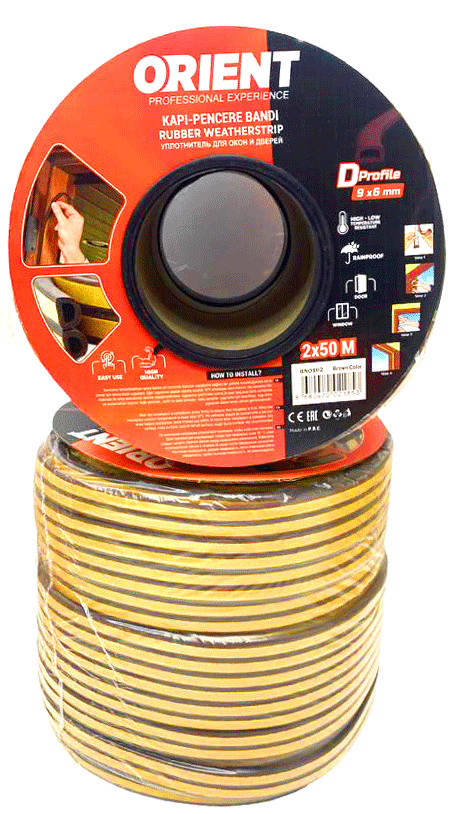 KAHVERENGİ 100MT2X50MTBOBİN FİTİL KAPI PENCERE BANT (4767)