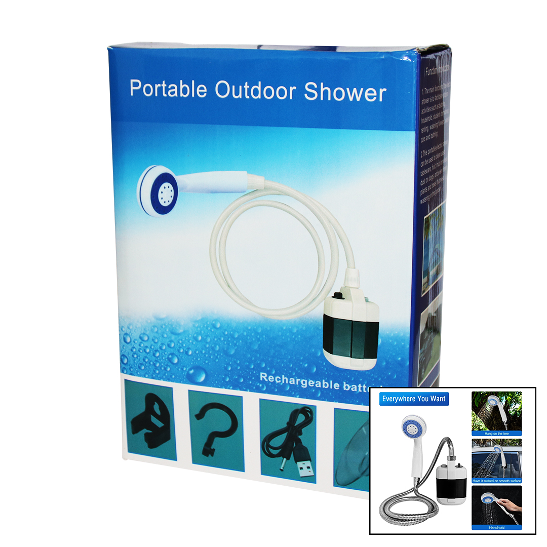 PORTABLE OUTDOOR SHOWER SU-PMP ŞARJLI TAŞİNABİLİR - SEYYAR DUŞ SETİ POMPA - HORTUM - D.BAŞLIK (4767)
