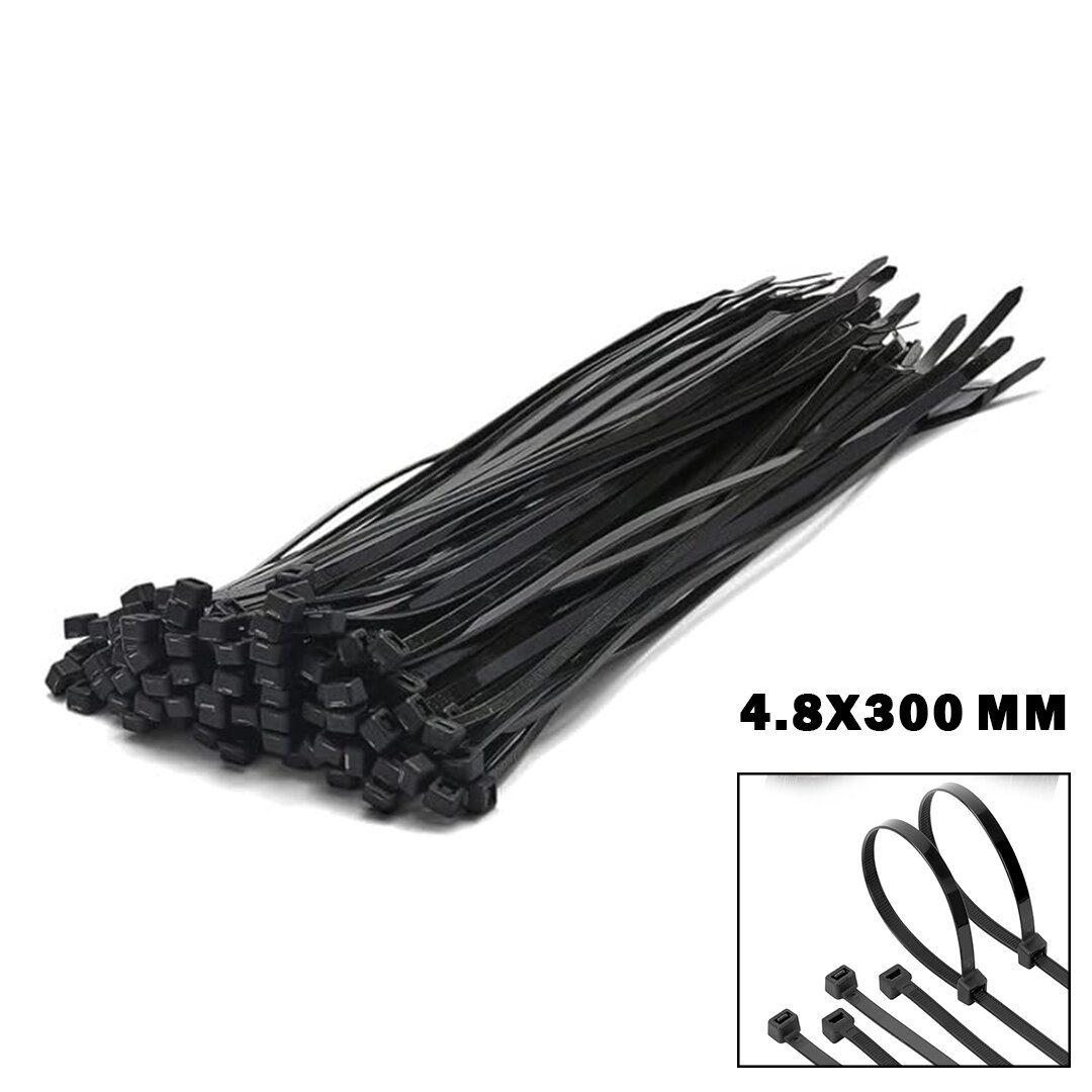 SİYAH  4.8 X 300MM  PLASTİK ÇIRT KELEPÇE  100PCS (4767)