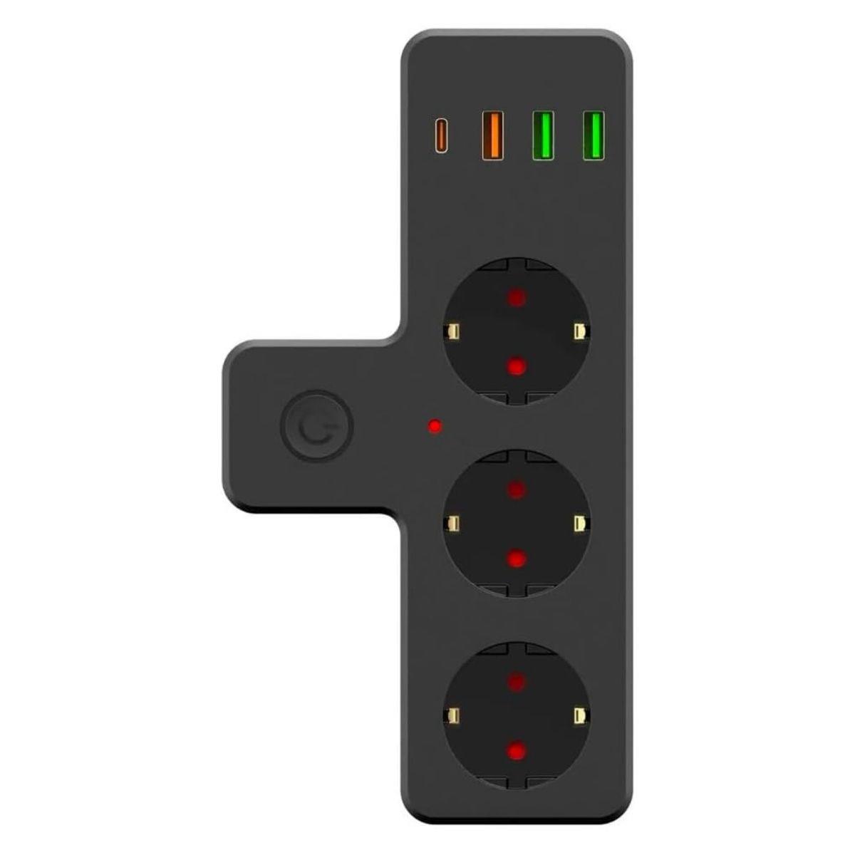 Termal Akım Korumalı 3 Adet Soket3 Adet USB ve 1 Adet Type-C Girişli 20w Priz Model 3397 (4767)