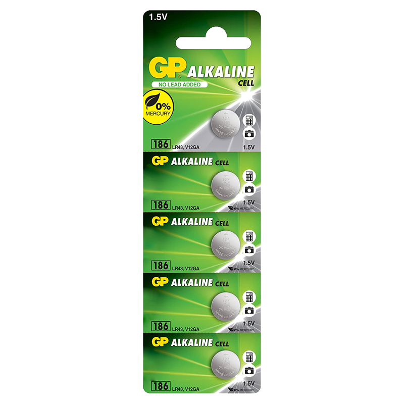 GP 186 LR43 ALKALİN 1.5V DÜĞME PİL ( (186F-2C5) 5Lİ PAKET (4767)