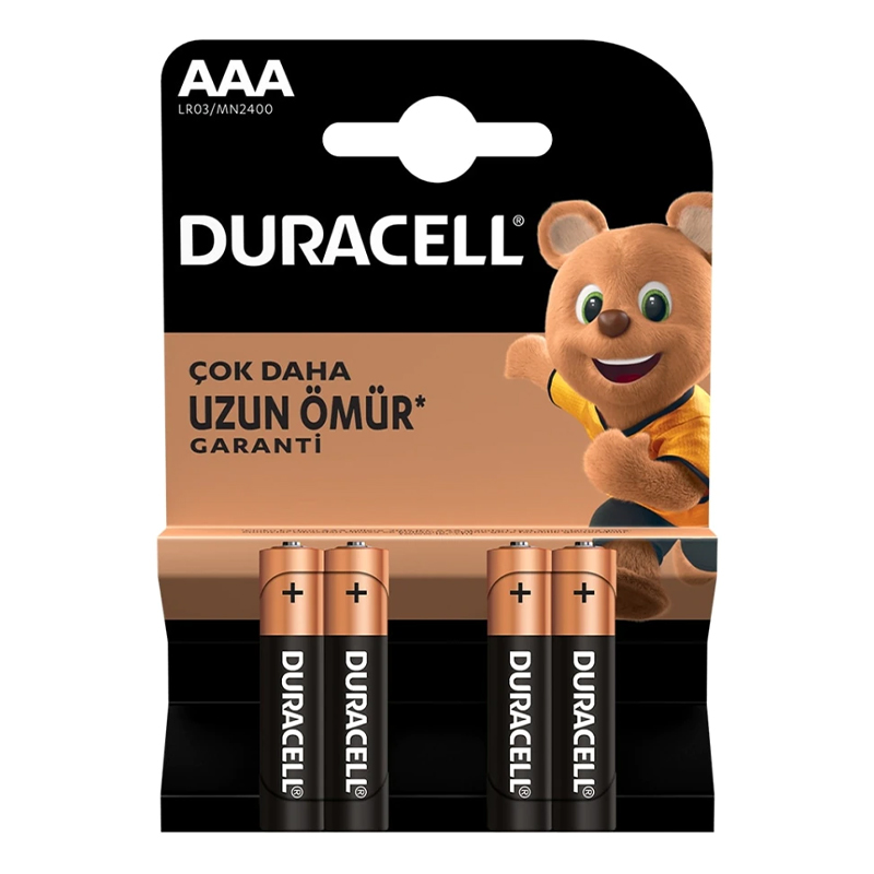 DURACELL LR03/MN2400 AAA İNCE PİL (4LÜ) PAKET FİYAT (4767)