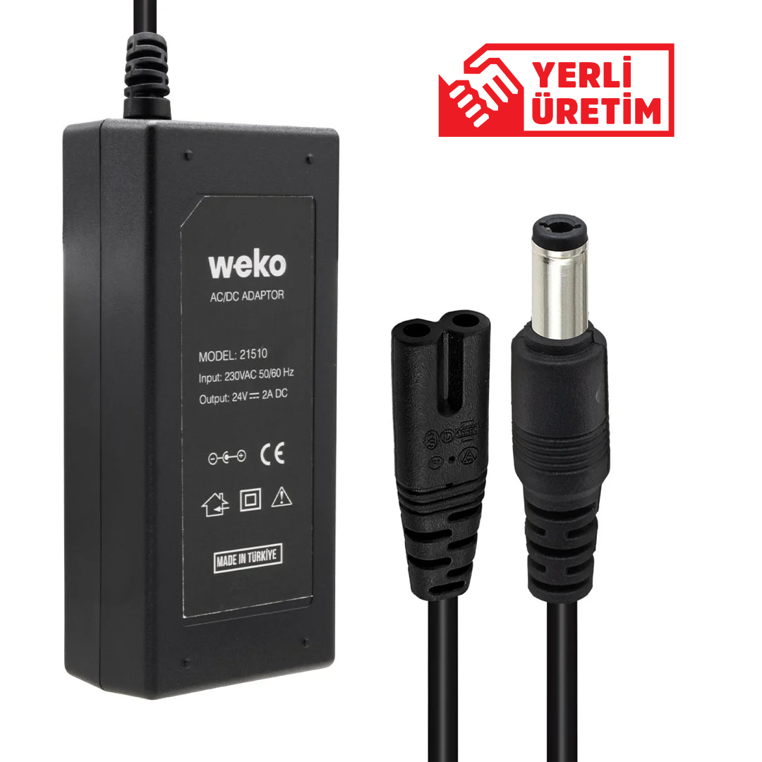 24 VOLT - 2 AMPER PLASTİK KASA MASAÜSTÜ ADAPTÖR 5.5 X 2.5 UÇ YERLİ ÜRETİM (4767)