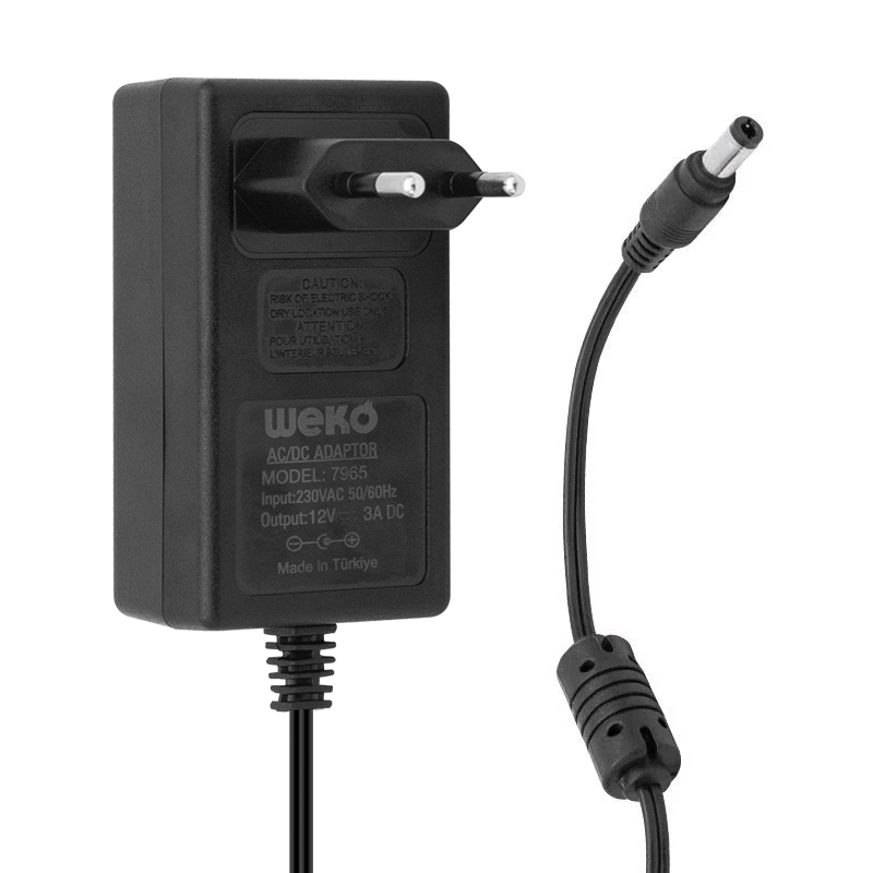 12 VOLT - 3 AMPER - 36 WATT 5.5*2.5 UÇLU PLASTİK KASA PRİZ TİP ADAPTÖR KUTULU YERLİ ÜRETİM (4767)