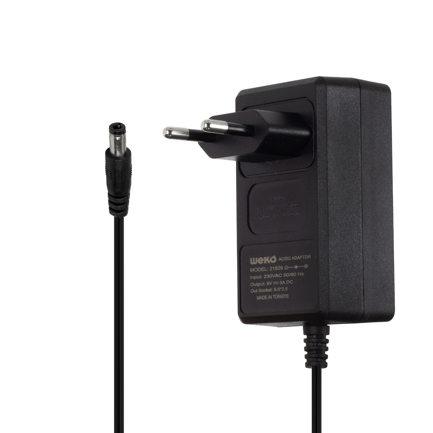 9 VOLT - 3 AMPER 5.5*2.5 UÇLU YERLİ ÜRETİM PLASTİK KASA PRİZ TİPİ ADAPTÖR (4767)