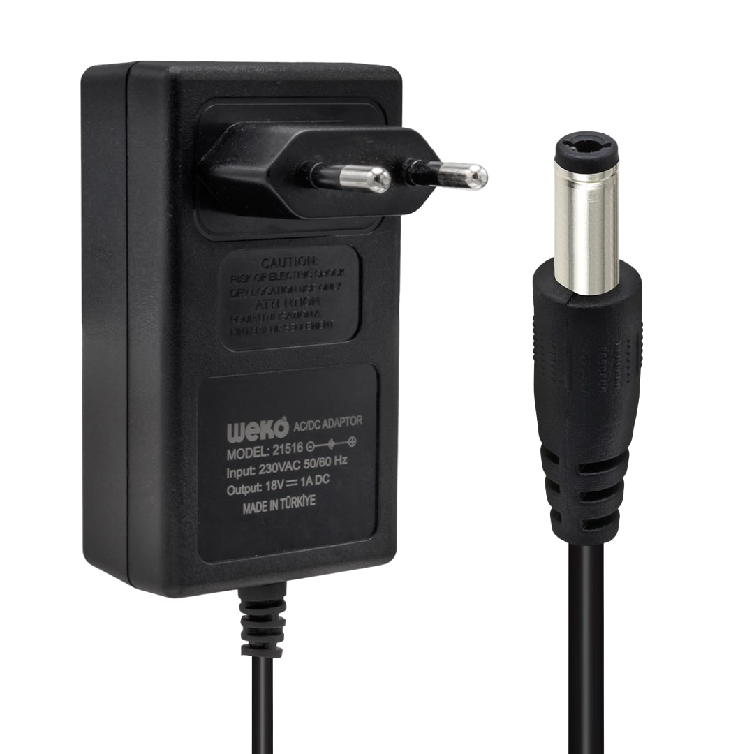 18 VOLT - 1 AMPER 5.5*2.5 UÇLU YERLİ ÜRETİM PRİZ TİPİ ADAPTÖR (4767)