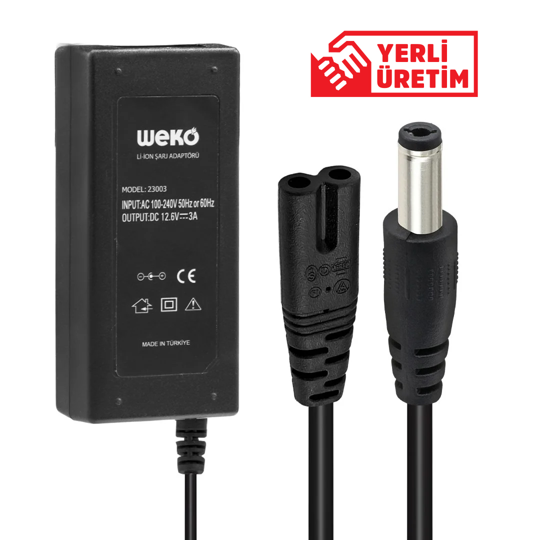 12.6 VOLT - 3 AMPER 5.5*2.5 UÇLU YERLİ ÜRETİM LI-ION BATARYA ŞARJ ADAPTÖRÜ (OUT:12V3A) (4767)