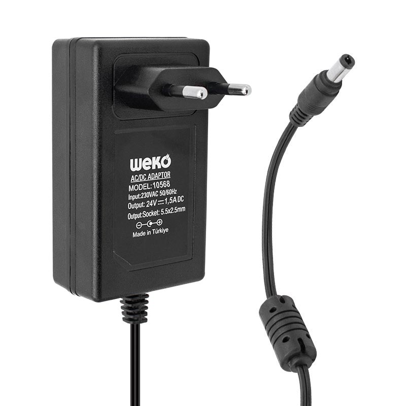 24 VOLT - 1.5 AMPER 5.5*2.5 UÇLU PLASTİK KASA PRİZ TİPİ ADAPTÖR KUTULU YERLİ ÜRETİM (4767)