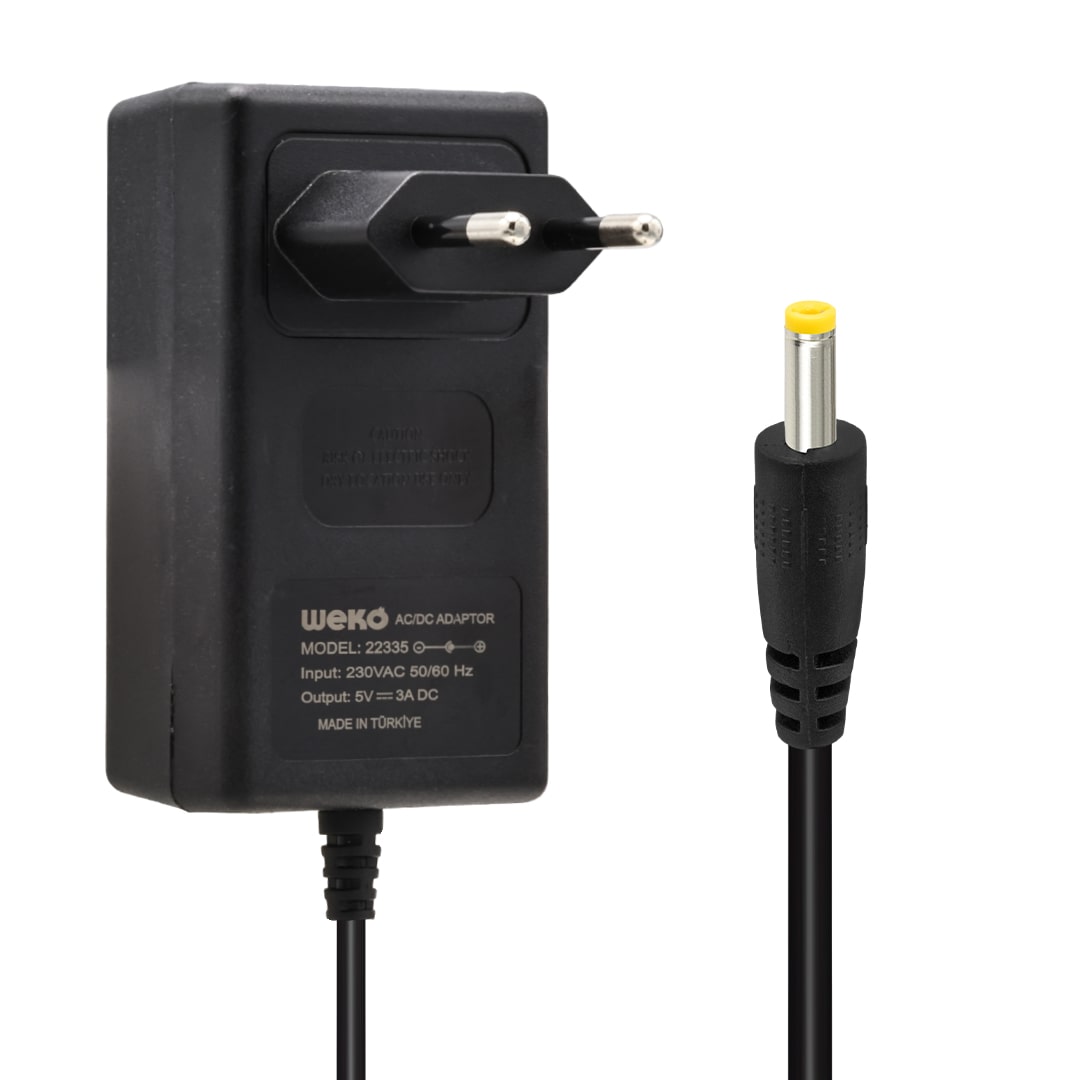 5 VOLT - 3 AMPER 2.5*0.7 UÇLU YERLİ ÜRETİM PRİZ TİPİ ADAPTÖR (4767)