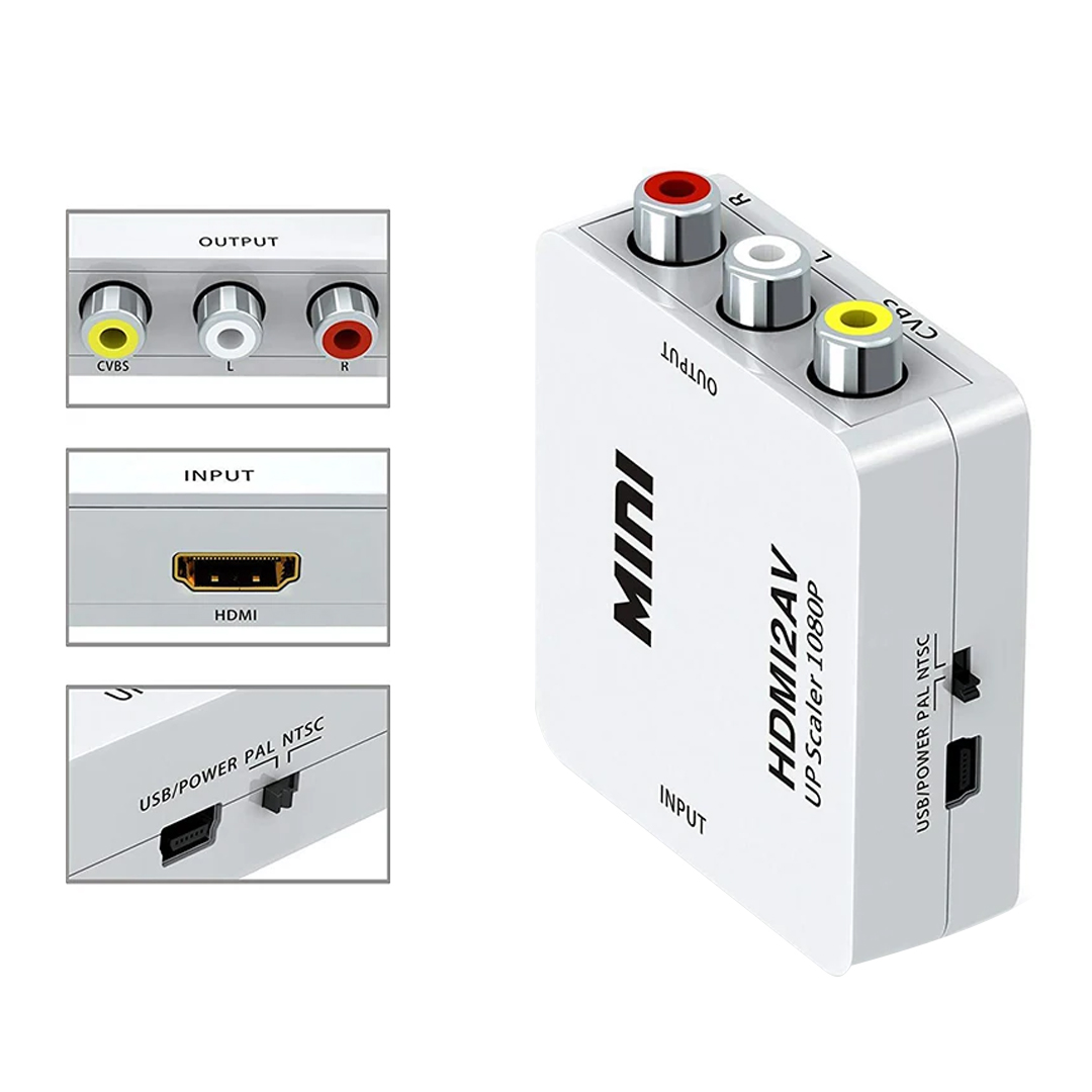 HDMI TO RCA MİNİ MODEL 1920X1080 PLASTİK KASA ÇEVİRİCİ KONVERTÖR (4767)