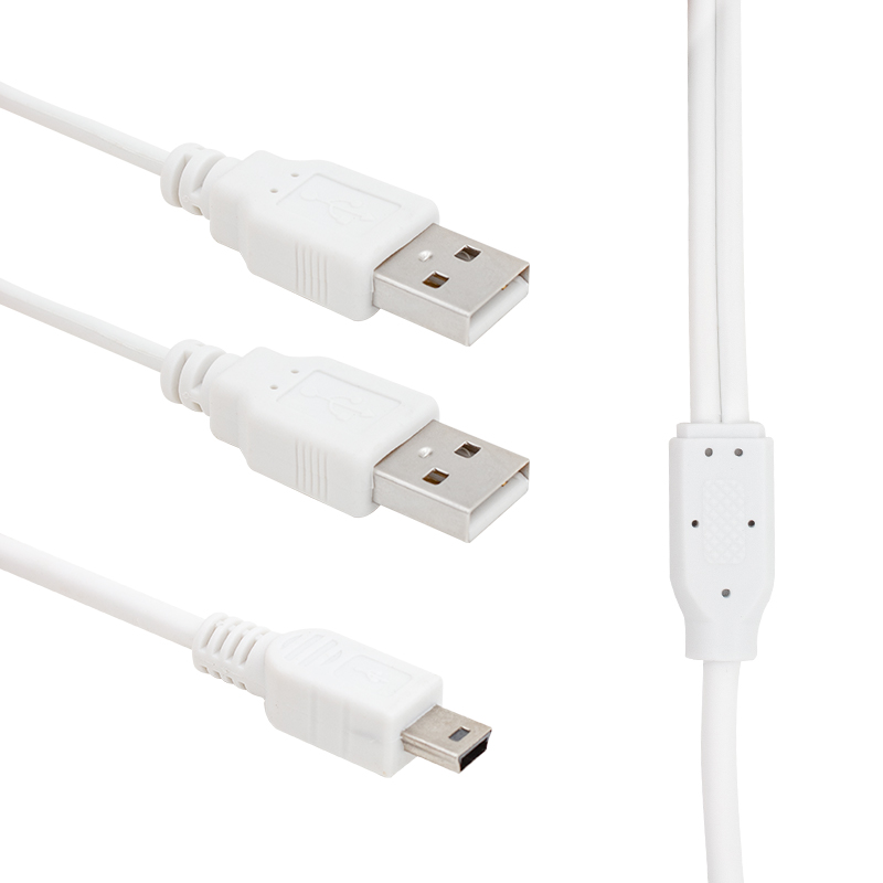 USB 2 X ERKEK - MİNİ USB 5 PİN (2.0V) 1.5 METRE KABLO (4767)