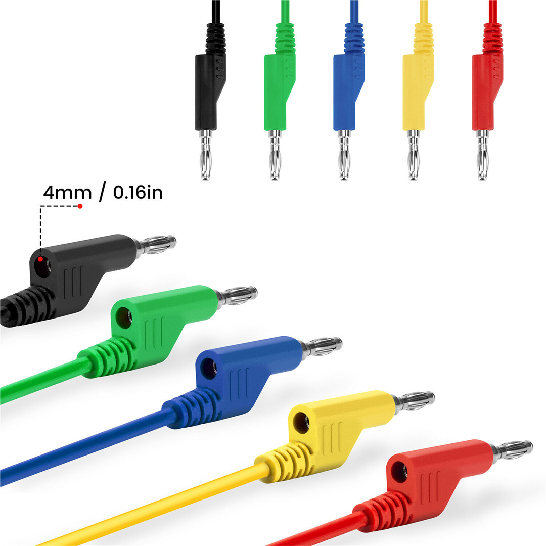 5 RENKLİ 1 METRE 1000V - 19A MULTIMETRE TEST UÇLARI KABLO KİTİ (4767)