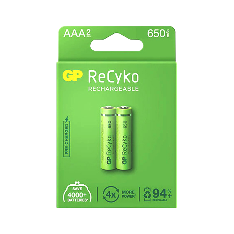 GP RECYKO 650 MAH R03 AAA ŞARJLI 2Lİ İNCE KALEM PİL GP65AAAHCE-2EB2 (GPRHCH63E000) (4767)