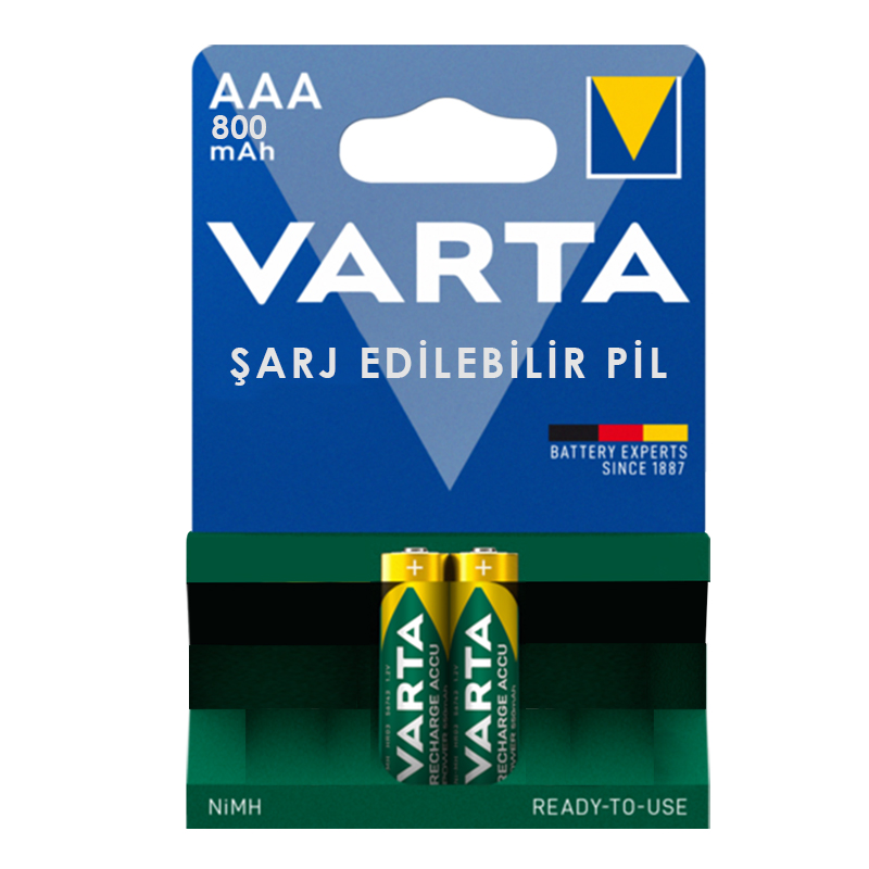 VARTA NI-MH 1.2V 800 MAH HR03 AAA ŞARJLI 2Lİ İNCE KALEM PİL (4767)