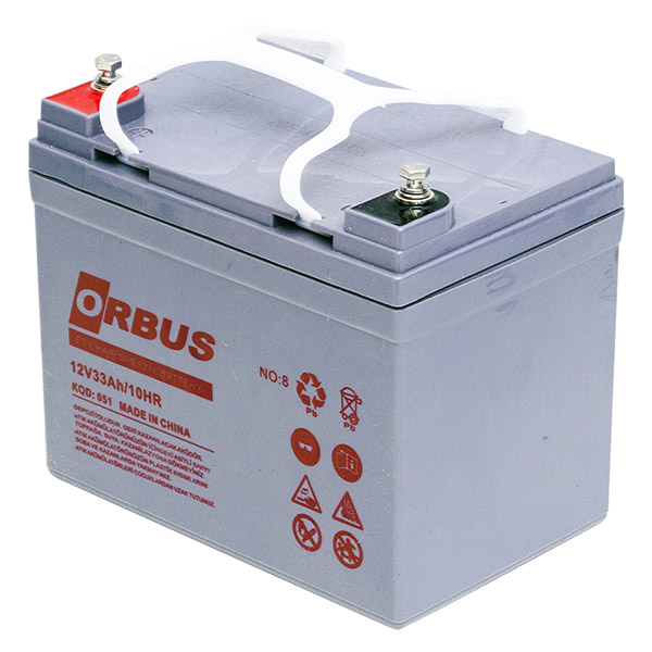 ORBUS 12 VOLT - 33 AMPER JEL TİPİ ENGELLİ ARAÇ AKÜSÜ (190 X 130 X 167 MM) (4767)