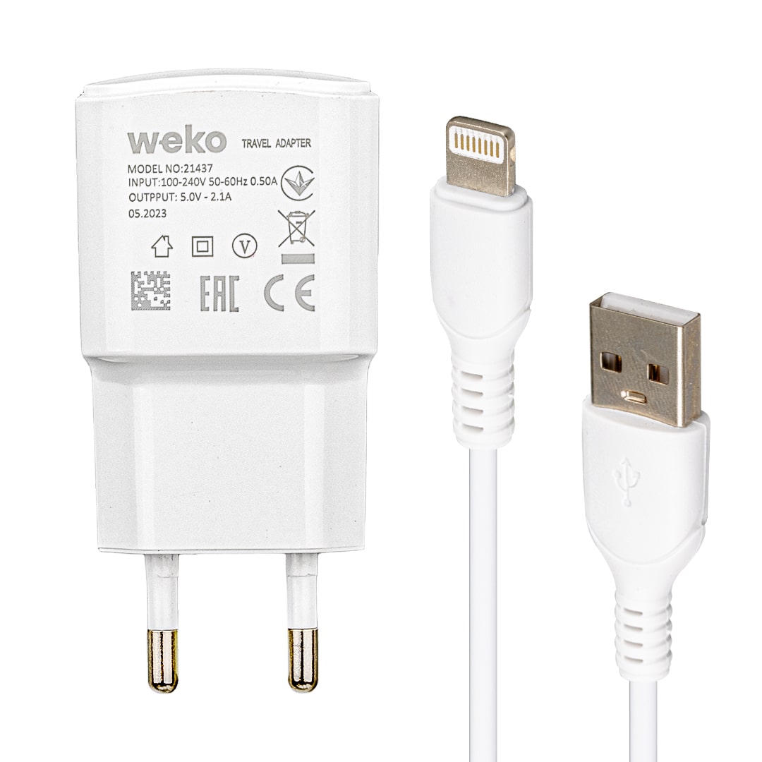 WK-21437 IP 2.1 AMPER ŞARJ BAŞLIK ADAPTÖRÜ + LIGHTNING KABLO (NO:3) (4767)