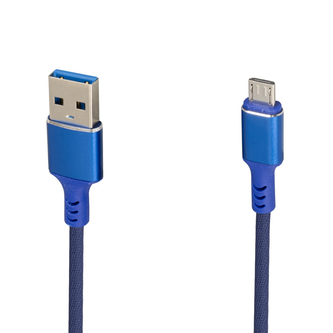 WK-22023 USB TO MICRO USB ÖRGÜLÜ LACİVERT ŞARJ KABLOSU (NO:14) (4767)