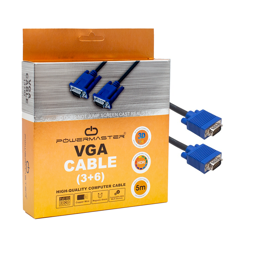 VGA KABLO 15 PİN 3+6 ERKEK/ERKEK 5M KUTULU (4767)