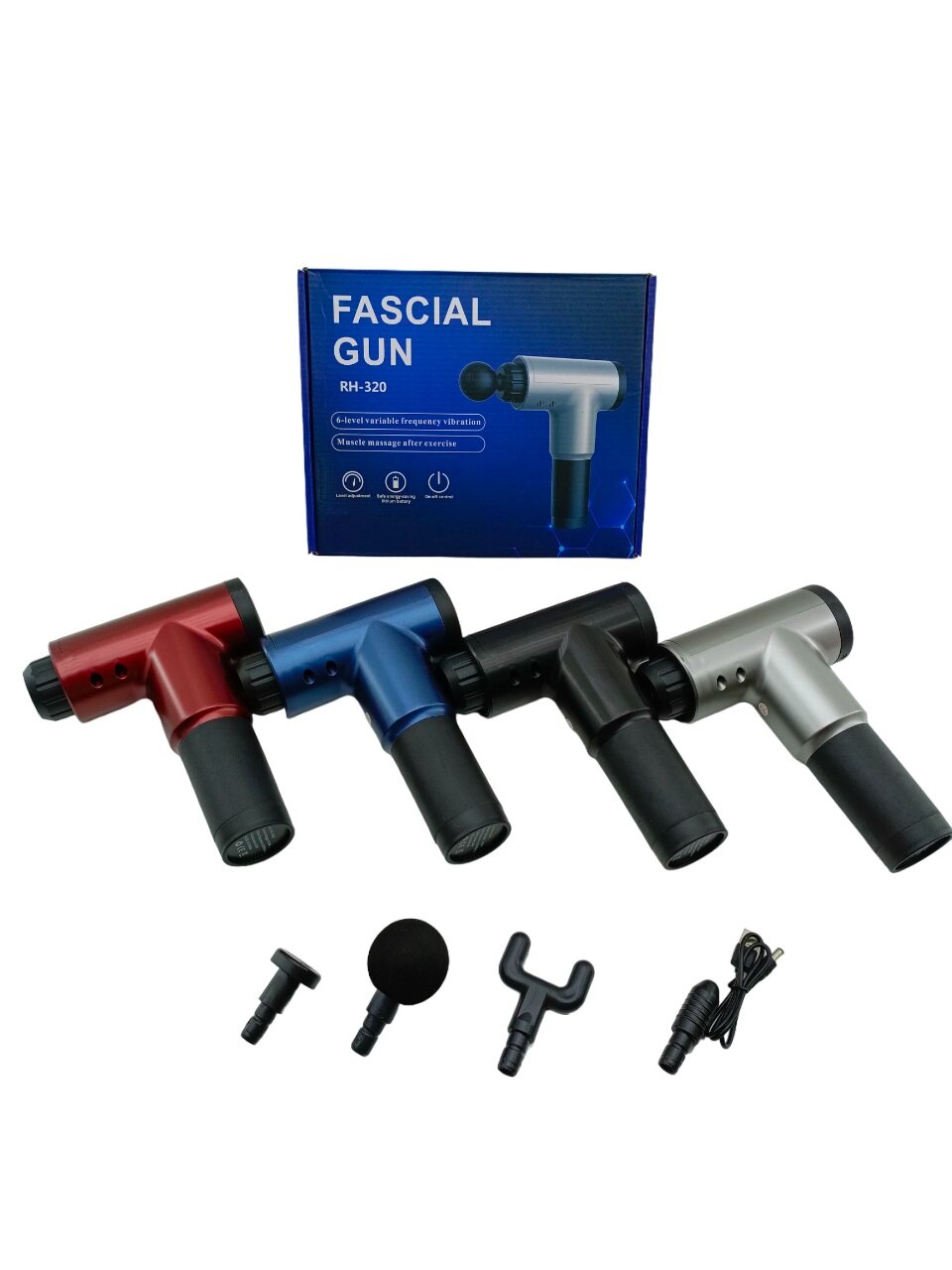 MASAJ TABANCASI ALETİ  4PCS BAŞLIK   6 KADEME HIZ SEVİYESİ   USB ŞARJLI (4767)