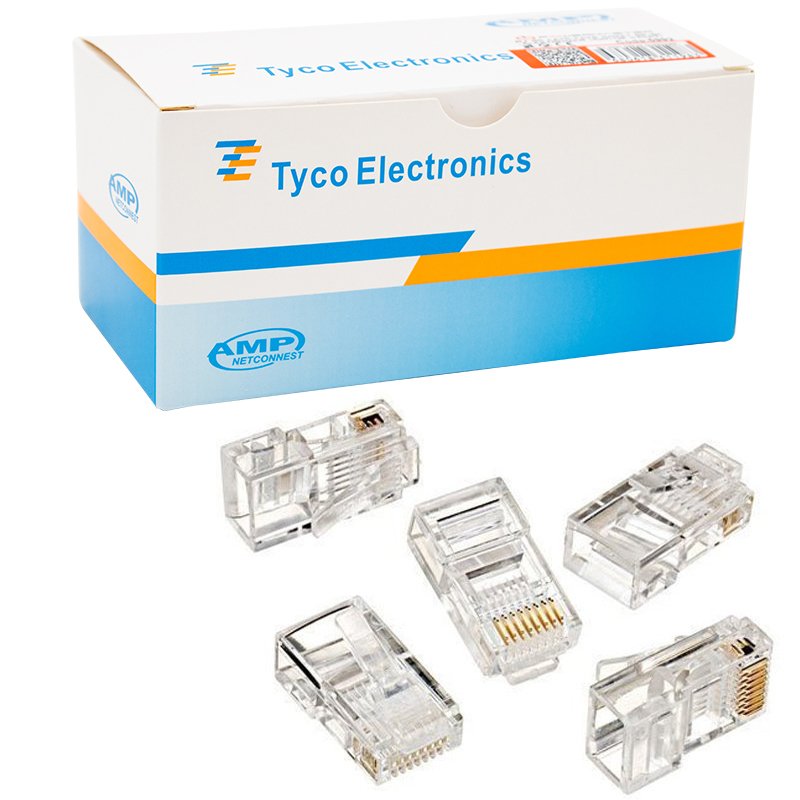 RJ45 CAT5/CAT6 UÇ 8P8C  KUTULU (100LÜK PAKET) KUTULU AMP NETCONNEST (4767)