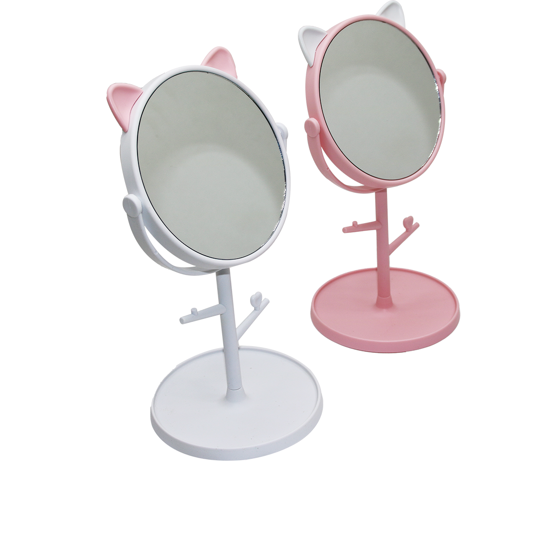 6&quot; - PLASTİK YUVARLAK - KULAKLI ORGANİZERLİ - TAKI ASKILI MAKYAJ AYNASI (4767)