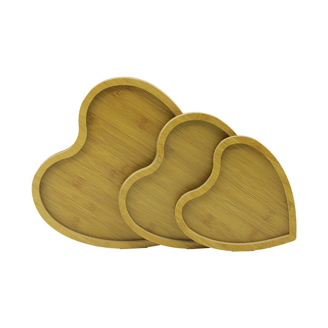 KALPLİ - 3LÜ SET  AHŞAP MDF  SUNUM TEPSİ SETİ 18X19--22X23--27X28CM (4767)