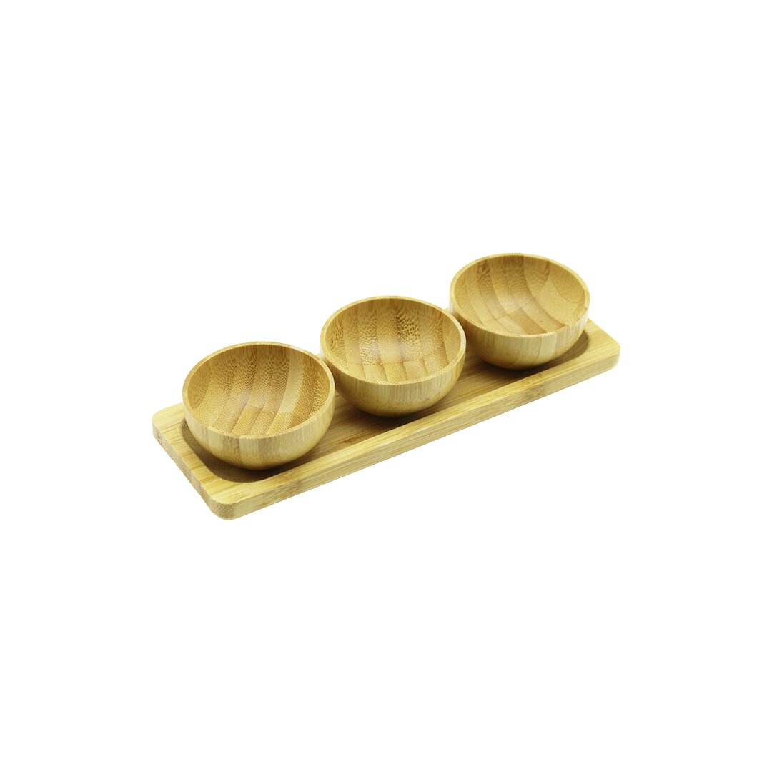 3 PCS - STANDLI MİNİ=6CM AHŞAP BAMBU LOKUMLUK - ÇEREZLİK KASE (4767)