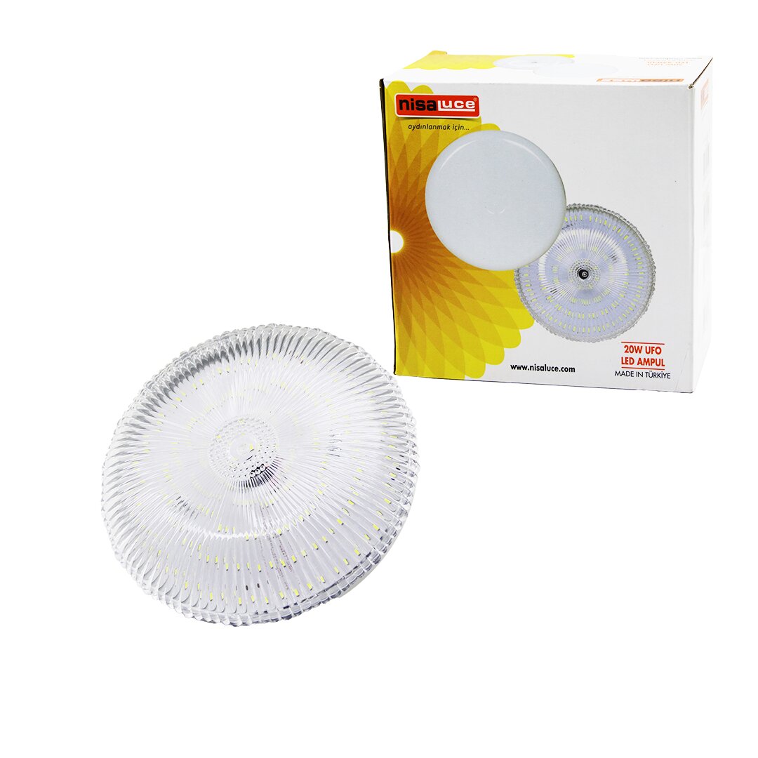 NİSALUCE EAMP-020K/B MİKA KRİSTAL CAMLI 20W UFO LED AMPUL BEYAZ=6500K (4767)