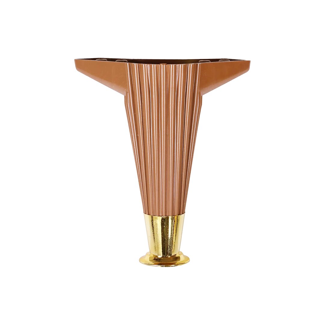 15CM - KAHVERENGİ - GOLD UÇLU  PLASTİK MOBİLYA - KOLTUK AYAK (4767)